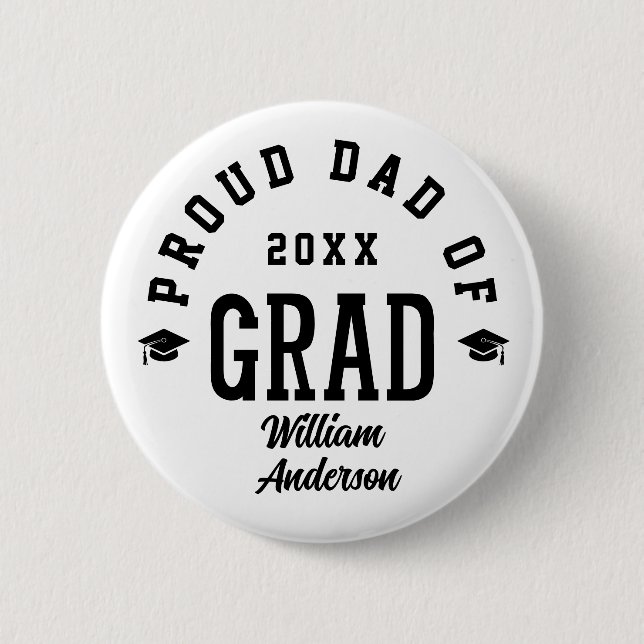 Proud Dad Grad Varsity Typography Graduation Knapp (Framsida)