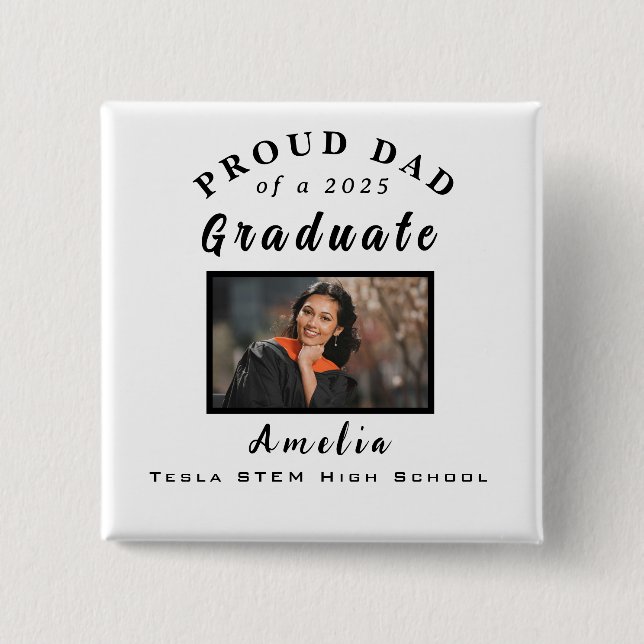 Proud Dad Graduation 2025 Custom Photo Gift  Knapp (Framsida)