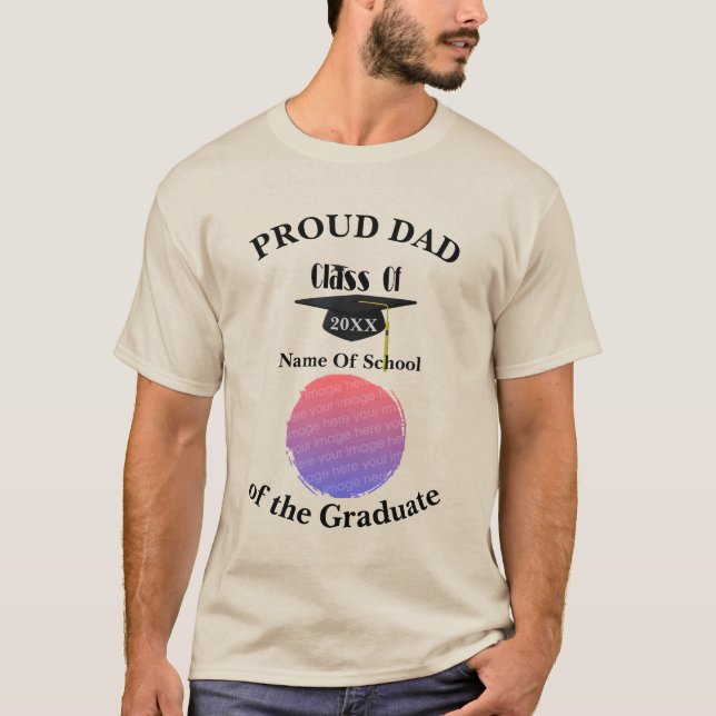 Proud Dad Graduation Cap Personalized Photo   T Shirt (Framsida)