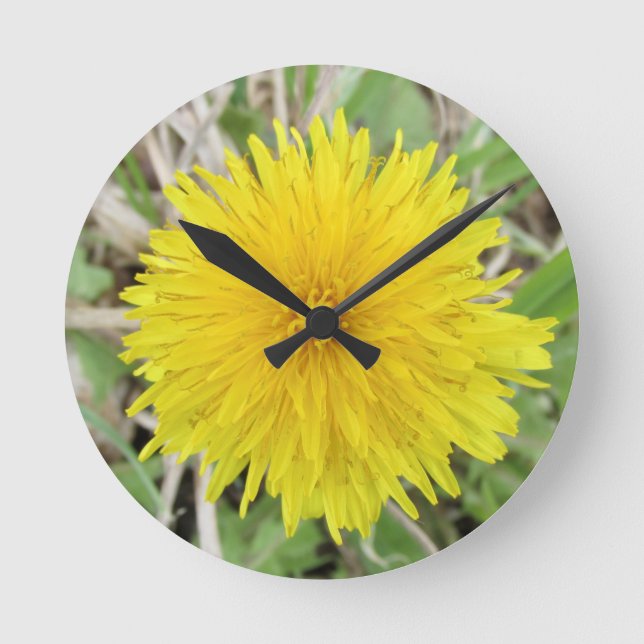 Proud Dandelion Flower. Rund Klocka (Framsida)