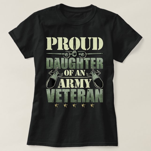 Proud Daughter Of An Army Veteran Camouflage  T Shirt (Design framsida)
