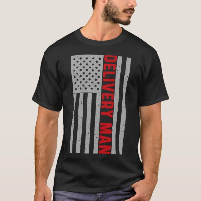 Proud Delivery Man Fars dag USA Flagga Pride T Shirt (Framsida)