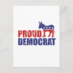 Proud Democrat Donkey Distress Tan Vykort