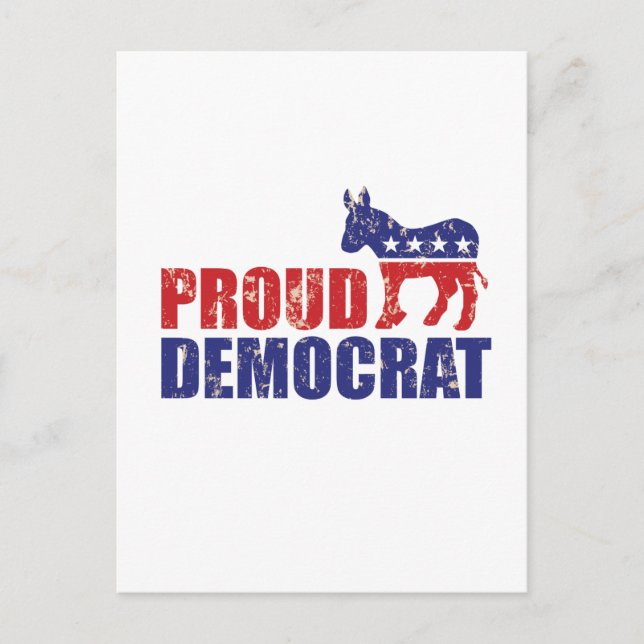 Proud Democrat Donkey Distress Tan Vykort (Framsida)