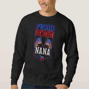 Proud Democrat Nana Patriotic Liberal American Fla Lång Ärmad Tröja