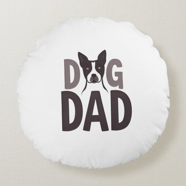 Proud Dog Dad Apparel & Accessories Rund Kudde (Framsidan)