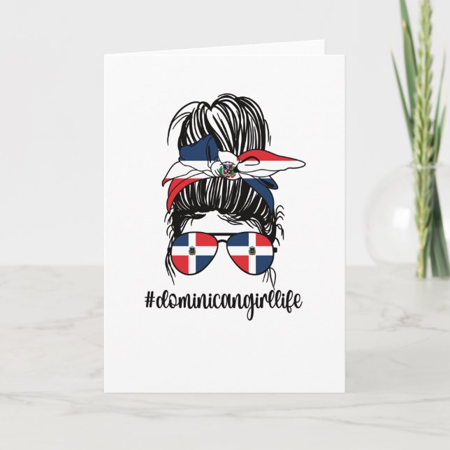 Proud Dominican Girl Dominican Republic Flagga Roo Kort (Framsida)