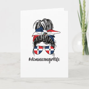 Proud Dominican Girl Dominican Republic Flagga Roo Kort