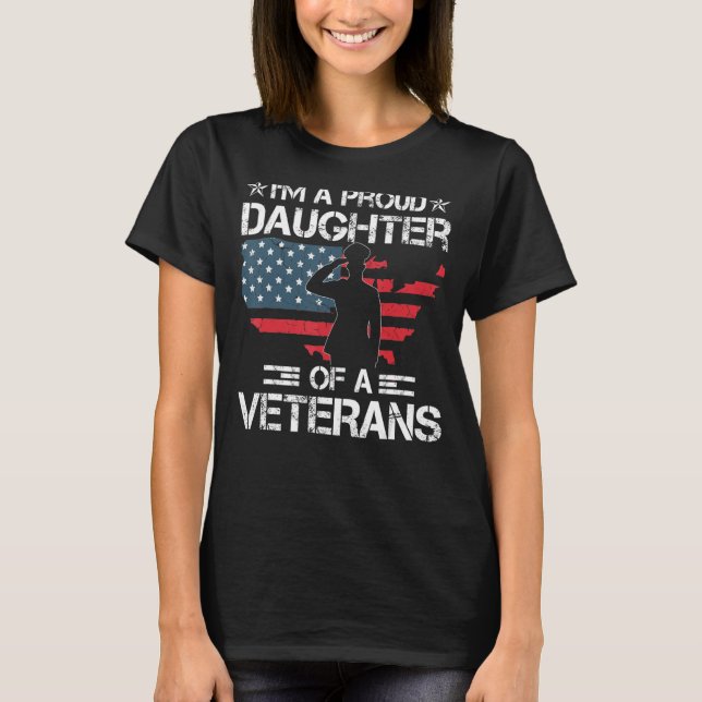 Proud Dotter Veteran Ingenting Skrämmer Patriotic  T Shirt (Framsida)