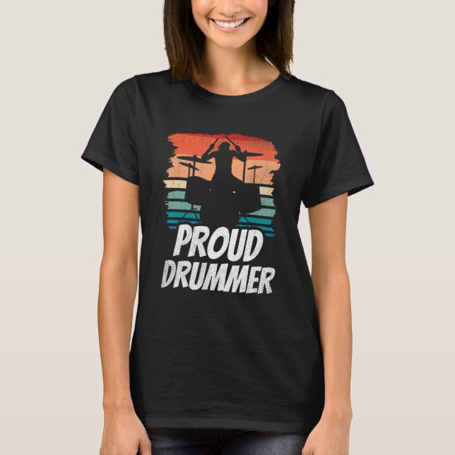 Proud Drummer  Drum Intrument Drumming T Shirt (Framsida)