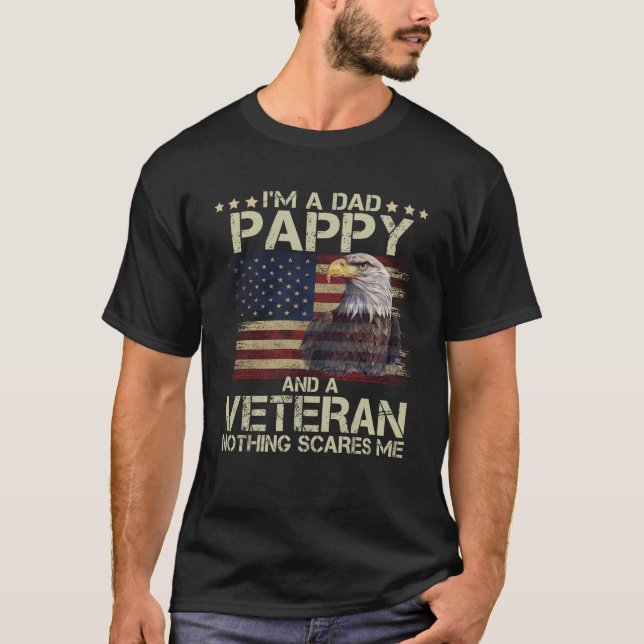 Proud Eagl I är Pappa Pappy och Veteran American F T Shirt (Framsida)