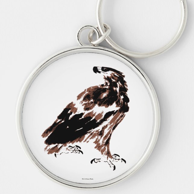 Proud Eagle Keychain Rund Silverfärgad Nyckelring (Framsidan)