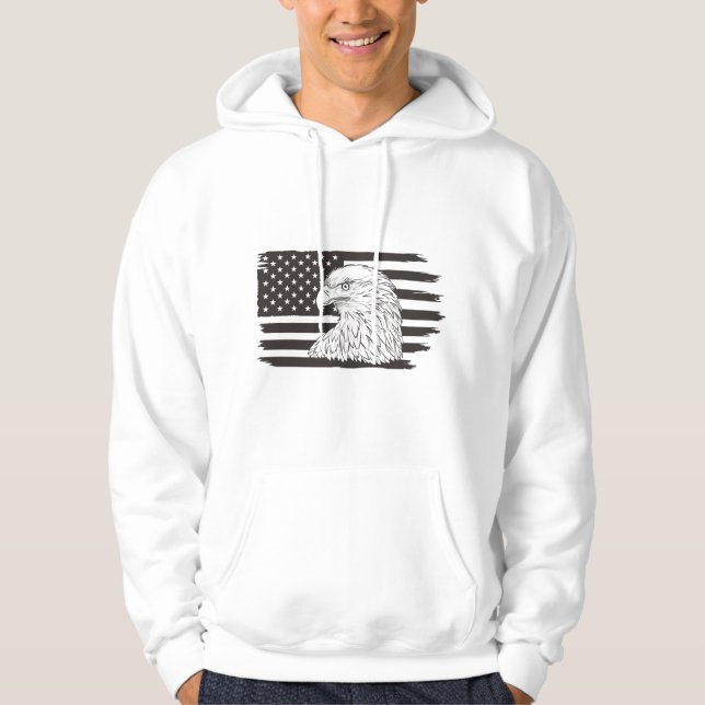 Proud Eagle med amerikansk Flagga Hoodie (Framsida)