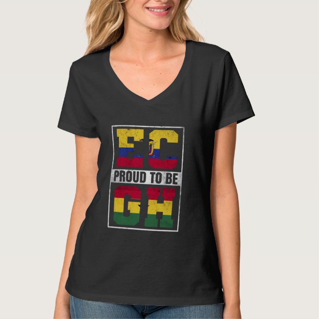 Proud Ecuadorian Ghanaian Mix Ecuador och Ghana He T Shirt (Framsida)