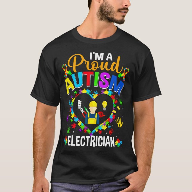 Proud Electrician Autism Awareness Kärlek Autistic T Shirt (Framsida)