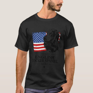 Proud English Cocker Spain Mamma American Flagga P T Shirt