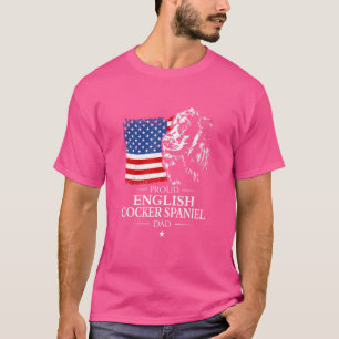 Proud English Cocker Spain Pappa American Flagga P T Shirt