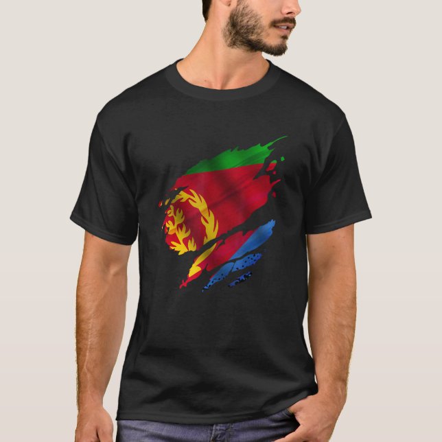 Proud Eritrean Root Torn Ripped Eritrea Flag T Shirt (Framsida)