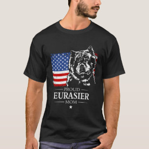 Proud Eurasier Mamma American Flagga Patriotic Hun T Shirt