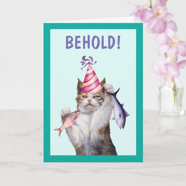 Proud Exced Cat Birthday Kort (Orkide)