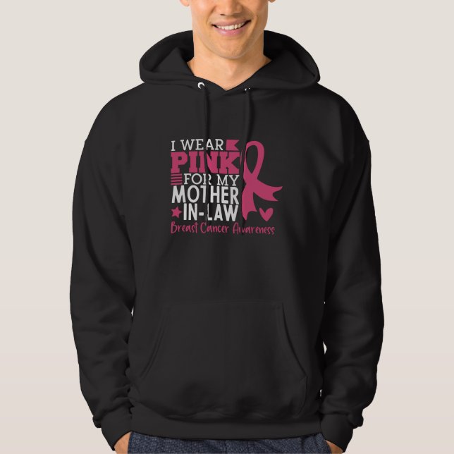 Proud Family Breast Cancer Warrior Mor-in-Law Hoodie (Framsida)