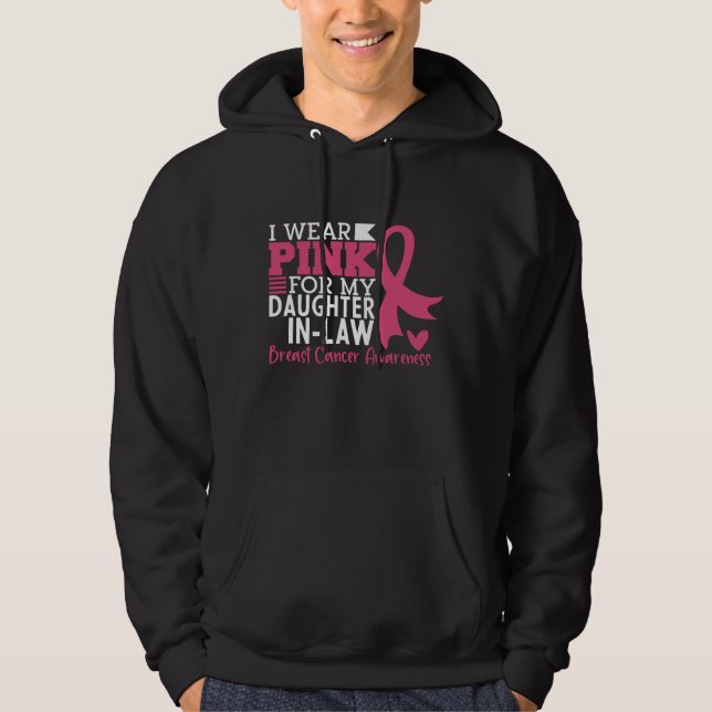 Proud Family Support Dotter-in-Law Breast Cancer Hoodie (Framsida)