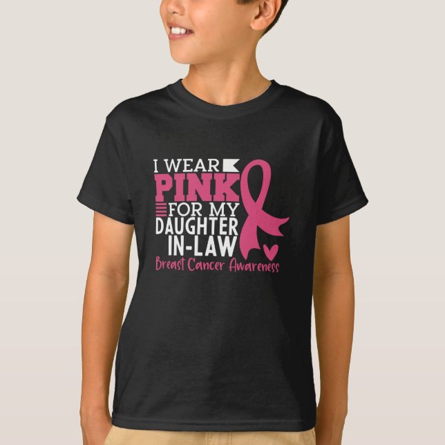 Proud Family Support Dotter-in-Law Breast Cancer T Shirt (Framsida)