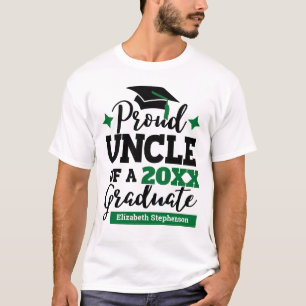 Proud farbror 2022 student svart grönt tassel namn t shirt
