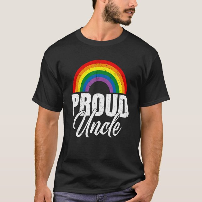 Proud farbror Ally LGBT Lesbisk Gay pride Month LG T Shirt (Framsida)