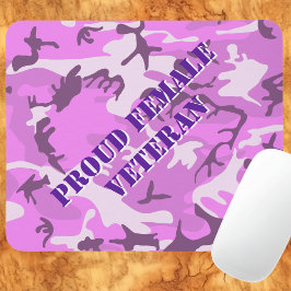 Proud Female Veteran Rosa Lila Camo Mouse Pad Musmatta
