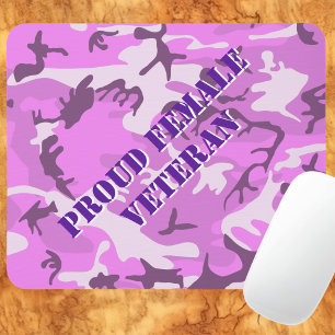 Proud Female Veteran Rosa Lila Camo Mouse Pad Musmatta