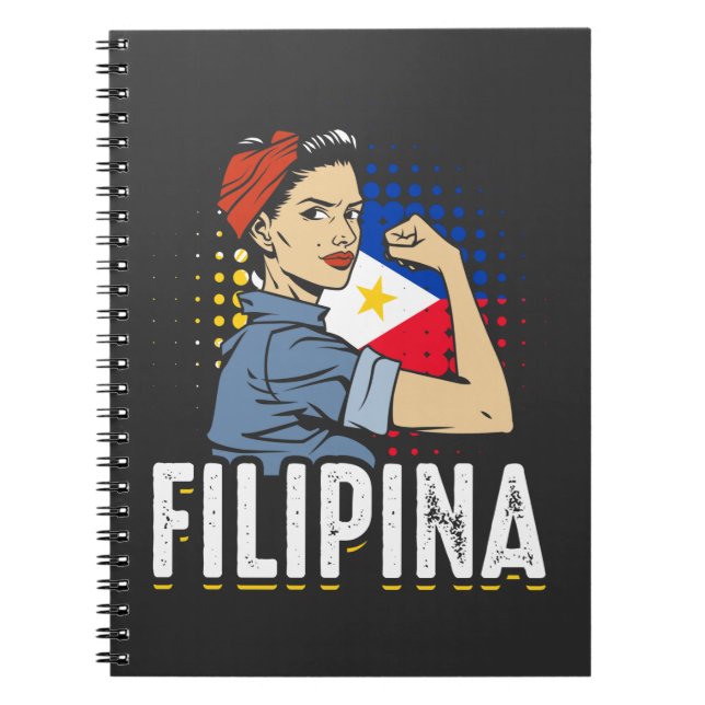 Proud Filipina Woman Girl Filippinerna Flagga Anteckningsbok (Framsidan)