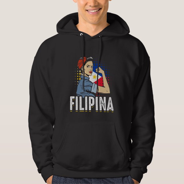 Proud Filipina Woman Girl Filippinerna Flagga Hoodie (Framsida)