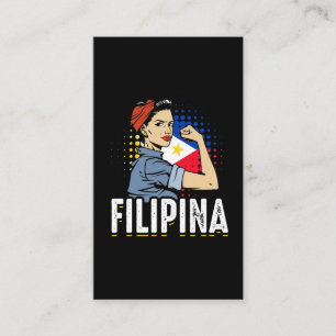 Proud Filipina Woman Girl Filippinerna Flagga Visitkort