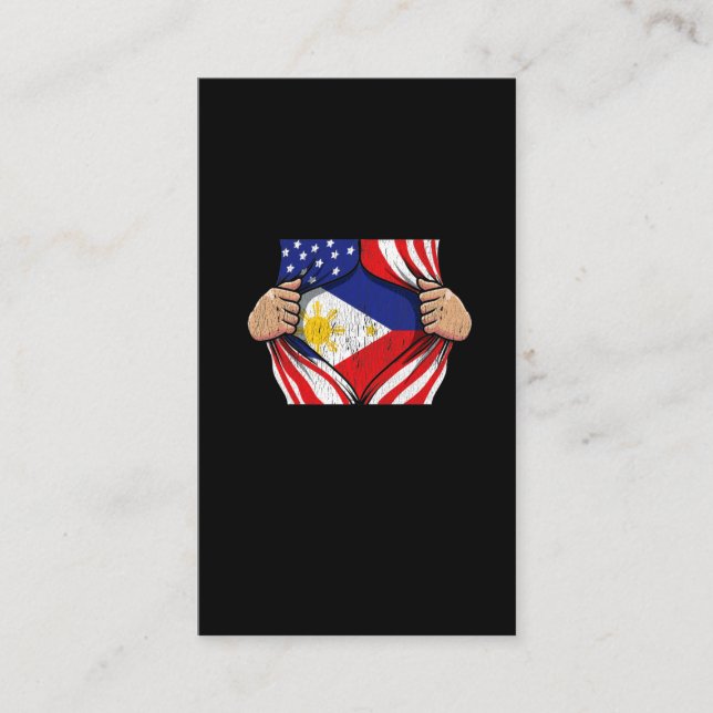 Proud Filipino Root American Filippinerna Flagga Visitkort (Framsida)