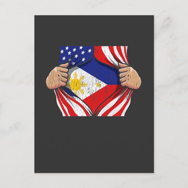 Proud Filipino Roots American Philippines Flagga Vykort (Framsida)