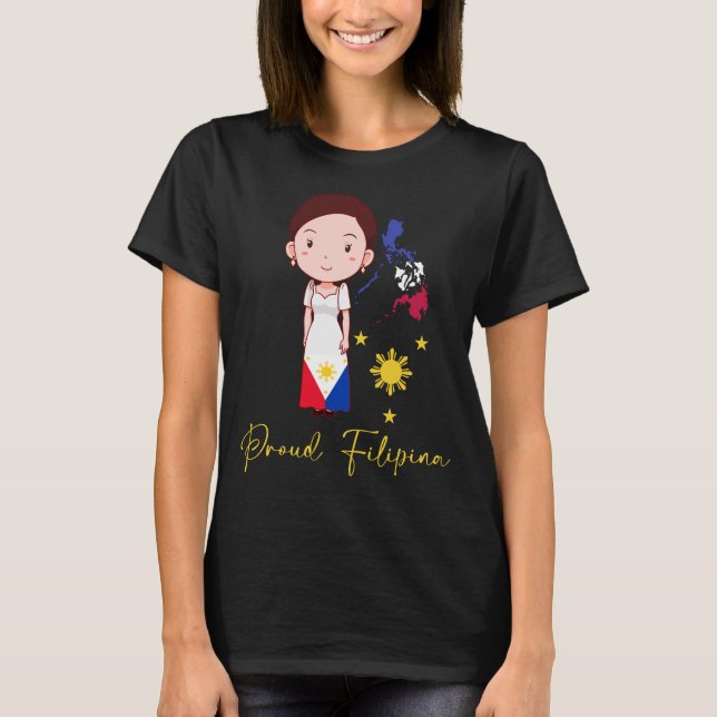 Proud Filippinerna Woman Filipina Pide Pinay Girl T Shirt (Framsida)