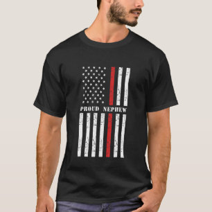 Proud Firefighter Nephew Fireman American Flagga S T Shirt