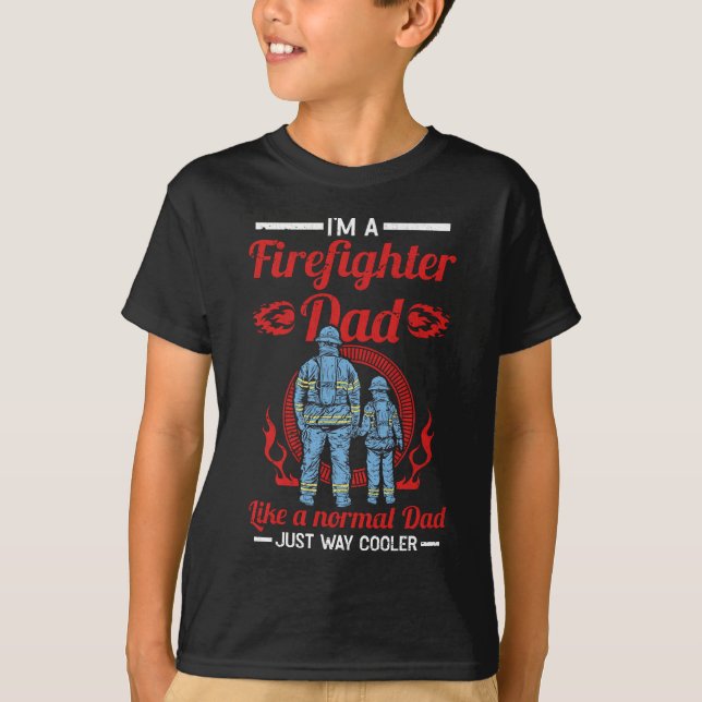 Proud Firefighter Pappa Fireman Far med Kids T Shirt (Framsida)