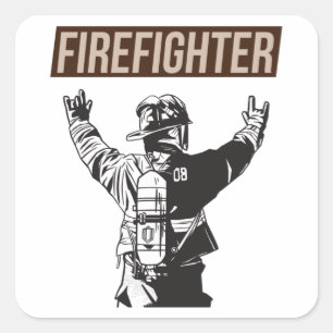 Proud Firefighter Squad Fyrkantigt Klistermärke