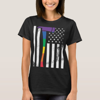 Proud Firefighter Squad LGBT Rainbow Pride USA Ame T Shirt