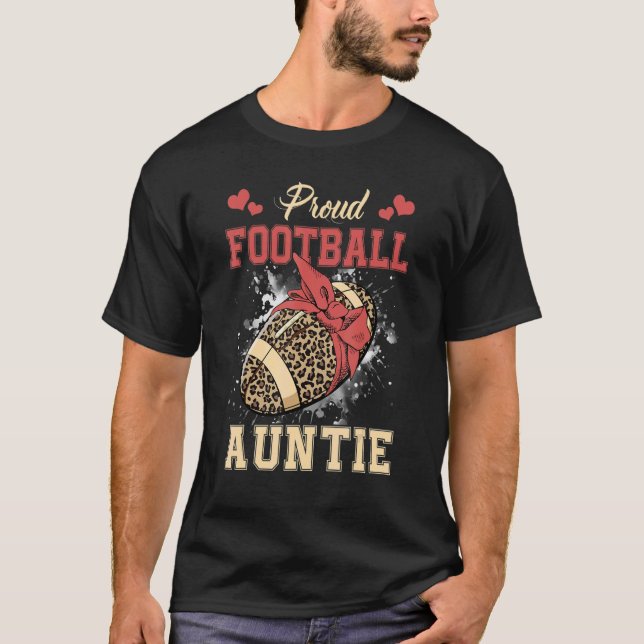 Proud Football Auntie Women Leopard Game Day Playe T Shirt (Framsida)