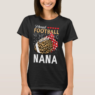 Proud Football Nana Women Leopard Game Day Player T Shirt