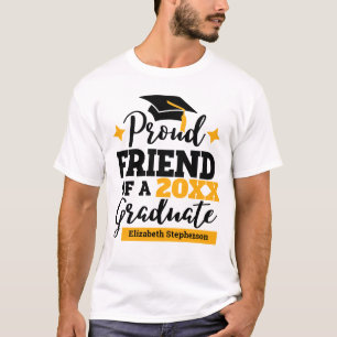 Proud Friend 2022 student svart guld tassel namn T Shirt