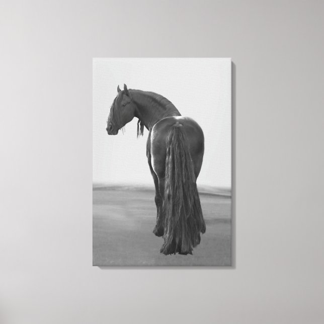 Proud Friesian Black stallion Canvastryck (Framsida)