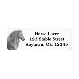 Proud Friesian Horse Label Returadress Etikett