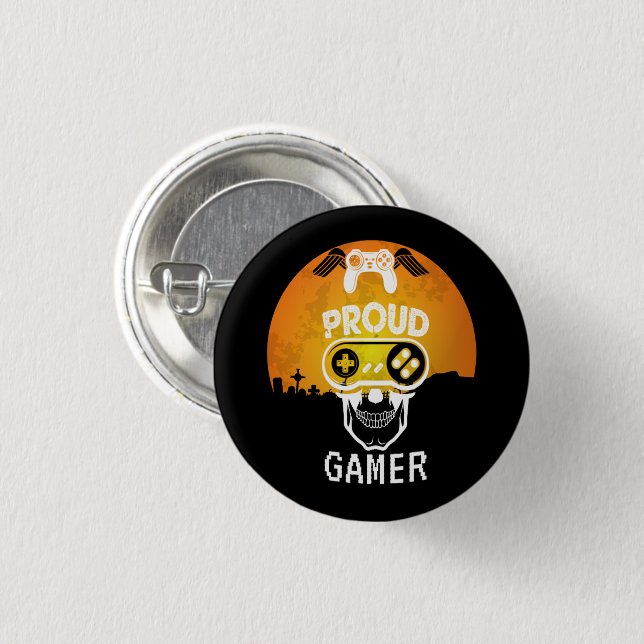 PROUD GAMER - HALLOWEEN GAMING NERD KNAPP (Framsida & baksida)