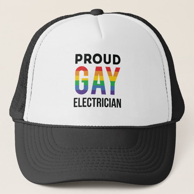 Proud Gay Electrician LGBTQ Pride Månad Keps (Framsida)