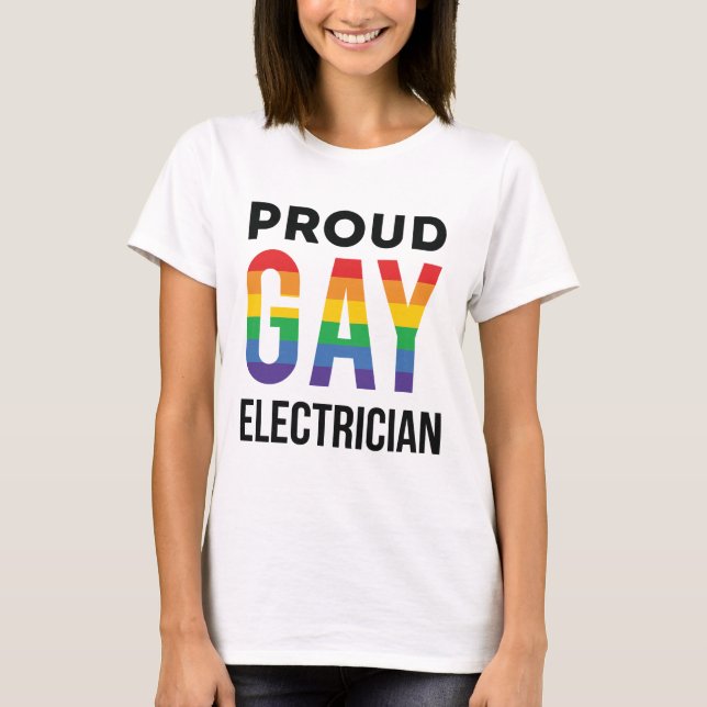 Proud Gay Electrician LGBTQ Pride Månad T Shirt (Framsida)