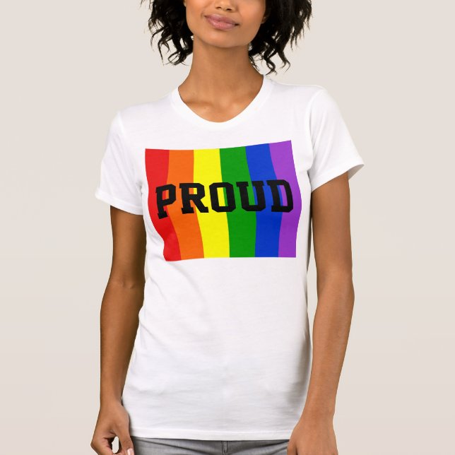 Proud Gay Rainbow Shirt Tee (Framsida)